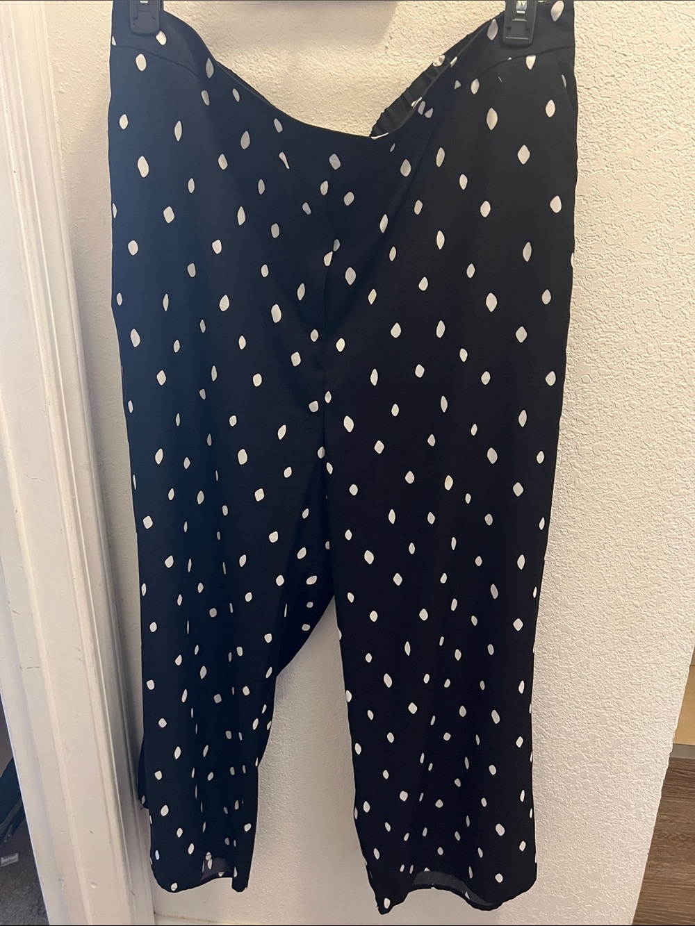 Worthington Black & cream abstract Polka Dot Wide-Leg Pants